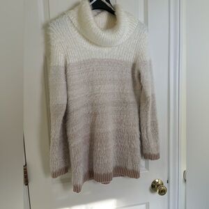 Calvin Klein Fuzzy Ombre Tunic Turtleneck Sweater